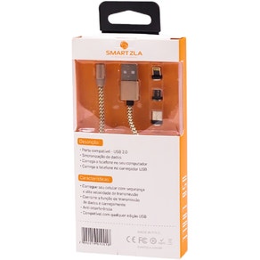 Cable Magnético Smartzla USB 2.0 a Lightning USB-C Micro-USB SAT-C005 (1 metro) - Dorado